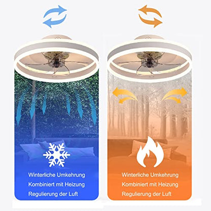Wildcat Ceiling Fans with Lights, Quiet Modern LED with Remote Control Timer Fan Ceiling Light Fan Light for Living Room Bedroom Dining Room (Colour:
