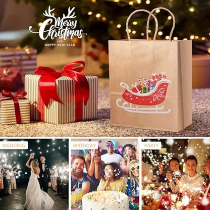 GIFTSAY 50pc Brown Paper Bags with Handles 15X8X21cm Multifunctional Gift Bags for Wedding, Party, Shopping, Retail, Food Service or DIY Crafts