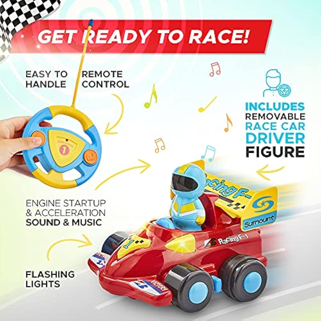 Tippi My First F1 Remote Control Car For 1, 2, 3 Year Olds - Car Toy for Toddler Boys or Girls - For Kids Age 1-3, Suitable for Children Age 18 Months +