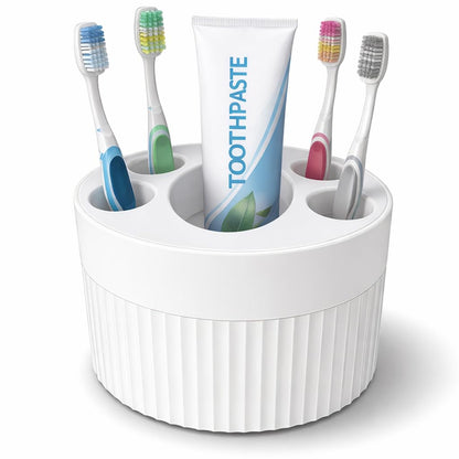 Toothbrush Holder for Bathroom Countertop, Multi-Slot Toothbrush Caddy with Drainage, Detachable Design, Non-Slip Base, Toothpaste Organizer