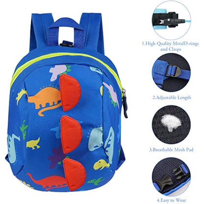 AOMIG Baby Reins, Baby Walking Reins and Toddler Safety Harness, Dinosaur Baby Reins Safety Leash Baby Toddler Anti Lost Belt Reins for Toddlers Boys and Girls (Blue)