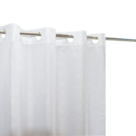 YISURE White No Hook Extra Long Textured Shower Curtain 180x200cm