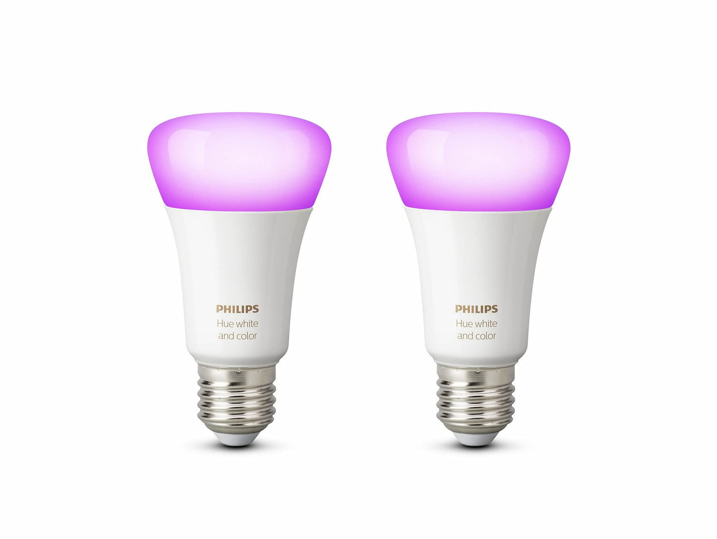 Philips Hue White and Colour Ambiance LED Smart Light Bulb 2 Pack [E27 Edison Screw] 60W Equivalent, with Bluetooth, Works with Alexa, Google