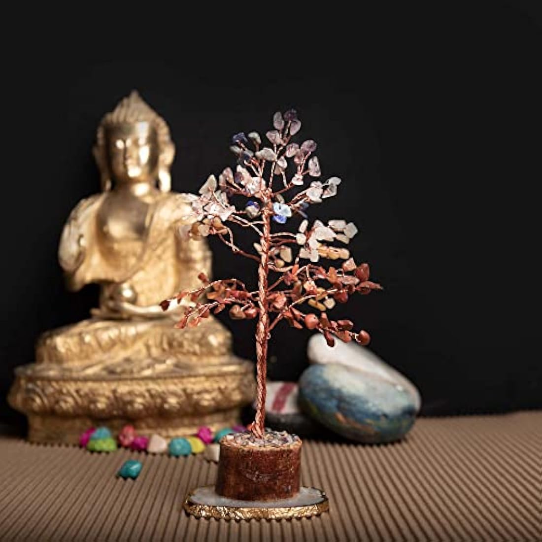 WC Crystal Tree of Life - 7 Chakra Crystals and Gemstones - Healing Crystal Ornaments - Money Tree - Feng Shui Meditation Gifts - Spiritual Decor
