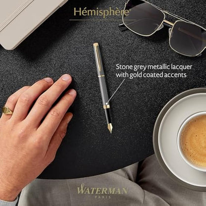 Waterman Hémisphère Fountain Pen | Stone Grey (The Understated Edit Collection) | Medium Nib with Blue Ink | Gift Box