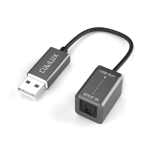 Cubilux USB A SPDIF Input Adapter, Compatible PC [Stereo Recording ONLY, NOT for Playing Audio] USB Optical Line-In Dongle, Toslink to USB Receiver