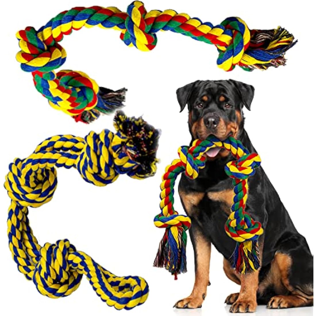Decyam Dog Rope Toys for Large and Medium Breeds - 2 Pack of Heavy Duty XL Indestructible Dog chew Toys, 100% Cotton Tough Rope Chew Toy