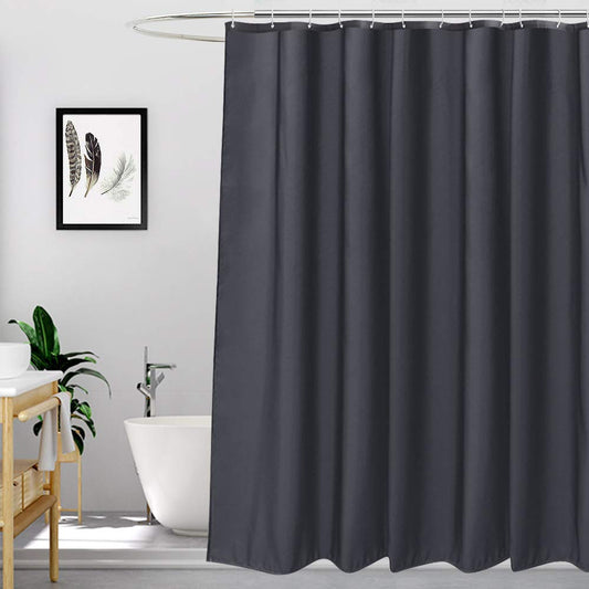 EurCross 200cm Long Fabric Dark Gray Shower Curtain 180x200 cm drop, Water Resistant Mould Proof and Mildew Resistant Deep Grey Shower Curtain Liner