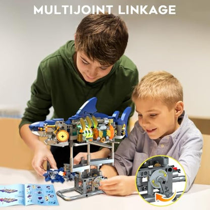 INSOON Shark Building Set with Swingable Body & Light, 687 PCS Sea Animal Building Block Toy with Display Stand, Home Decor Collection Brick Kit for Adults, Creative Gift Idea for Kids Boys Ages 12+