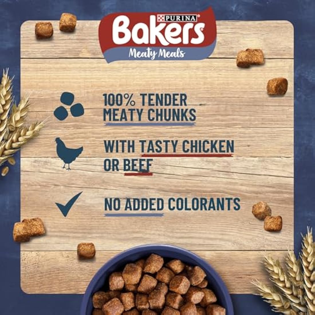 Bakers Meaty Meals Adult Dry Dog Food Beef 2.7kg, Pack of 4