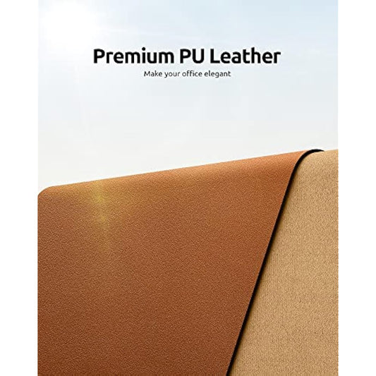 YSAGi Leather Desk Mat, Large Mouse Mat, Non-Slip Desk Pad, Waterproof PU Leather Table Protector Writing Pad for Office and Home (80 x 40 cm, Brown)