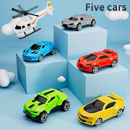 Toy for 3 Year Old Boys,Toy Cars set,Transport Cargo Airplane with 5 Mini Cars, 1 Helicopter,1 Engineer,11 Traffic Signs,Gifts for Kids Boys Girls Age 3 4 5