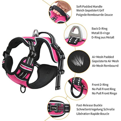 HEELE Dog Harness Dog Harness Small Dog No Pull Harness with Soft Handle Reflective Puppy Harness Adjustable, Rose, XS
