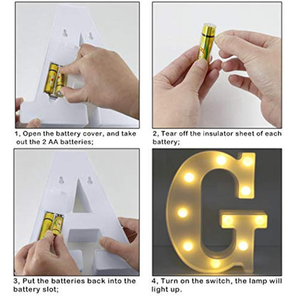HONPHIER® Letter Lights Decorative LED Alphabet Lights Marquee Decoration Light Up Sign Night Light Battery Operated for Birthday Party Wedding Receptions Holiday Bar Home Bedroom Bath Bar Decor (G)
