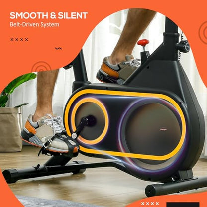 SPORTNOW Exercise Bike, Magnetic Indoor Cycling Bike, 264lbs Weight Capacity Stationary Bike, with Silent Flywheel, LCD Display, Bottle/Tablet Holder, Comfortable Seat, for Home Cardio Workout