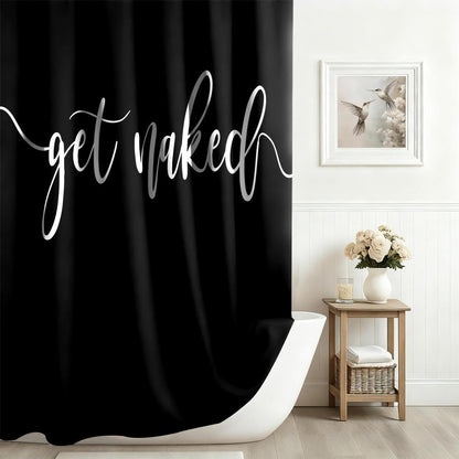 Xiaoterna Get Naked Shower Curtain Black Bathroom Curtain Modern Minimalism Aesthetic White and Black Mould and Mildew Resistant Machine Washable