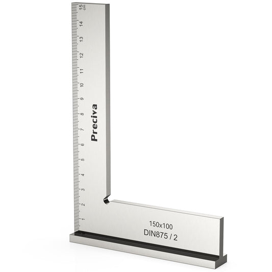 Machinist Square, Preciva 90 Degree Right Angle Steel Ruler, Precision Engineer Right Blocks with Wide Base Seat L-Type, Woodworking Measuring Tool
