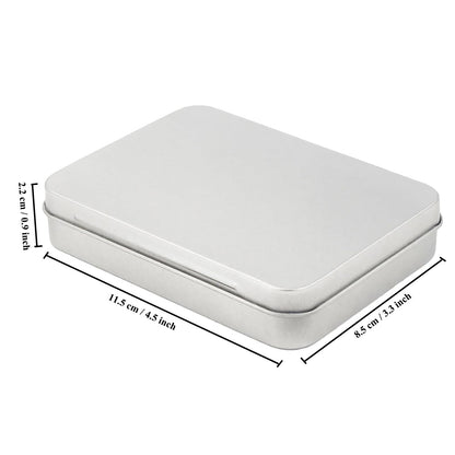 Goodma 24 Pieces Rectangular Metal Hinged Tins, Silver, 11.5 x 8.5 x 2.2 cm