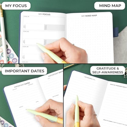 Clever Fox Pocket Weekly – Undated Monthly Goal Planner and Calendar, Mini Planner Perfect for Purse, 10x17.5cm (Blue)