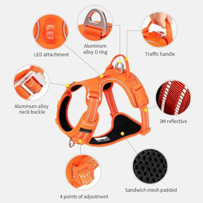 WINHYEPET True Love No-Pull Dog Harness,Adjustable Outdoor Vest Reflective Nylon Soft Pet Harness Dog Suitable Small Medium Large Breeds TLH5654(Black,XL)