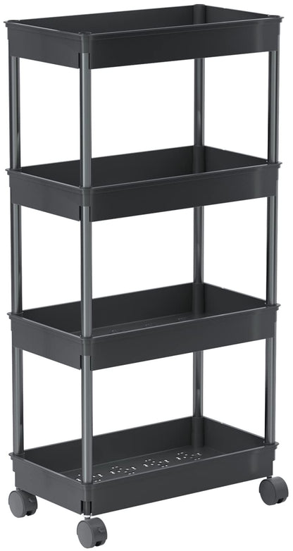 Sooyee 4 Tier Wide Storage Cart Mobile Shelving Unit Organizer Slide Out Storage Rolling Utility Cart Tower Rack for Kitchen Bathroom Laundry