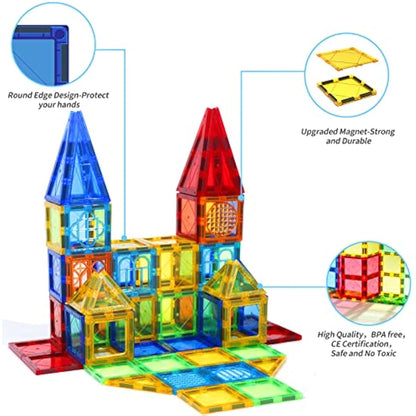 Magblock 100PCS Magnetic Building Blocks Set-Magnetic Tiles for Kids, Magnet Construction Educational Toys Set Gift for 3 4 5 6 Years Old Boys Girls