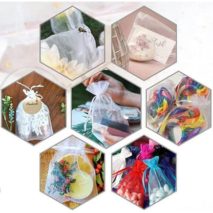 G2PLUS White Organza Gift Pouches, 10x15 CM Medium Organza Favour Bags, 100 PCS Wedding Jewelry Bags, Clear Mesh Pouches Perfect for Wedding, Christmas, Birthday, Anniversary