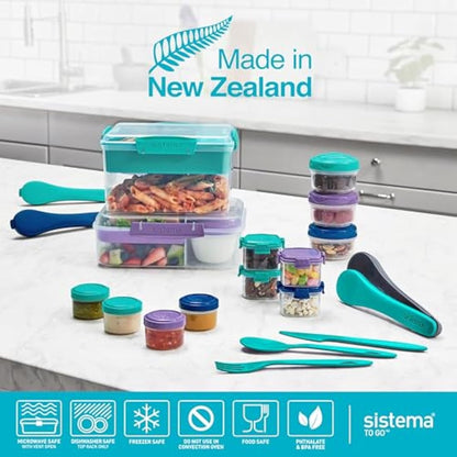 Sistema Bento Box Lunch | Bento School Lunch Box with Compartments | 1.65 L | Food Storage Container in Minty Teal | 1 Count