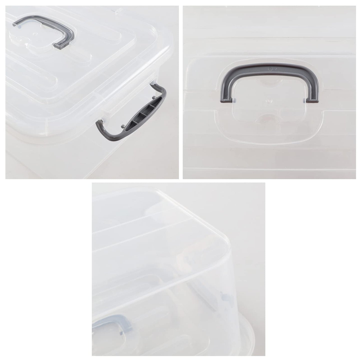 Parlynies 6 Pack Plastic Storage Boxes with Lids, Stackable Clear Box with Handles. 8L