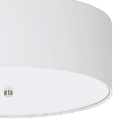 EGLO Pasteri Flush Ceiling Lamp, 3-Bulb Kitchen and Living Room Lighting, Flush Mount Light in Matt Nickel Steel, White Fabric and Glass, E27 Socket,