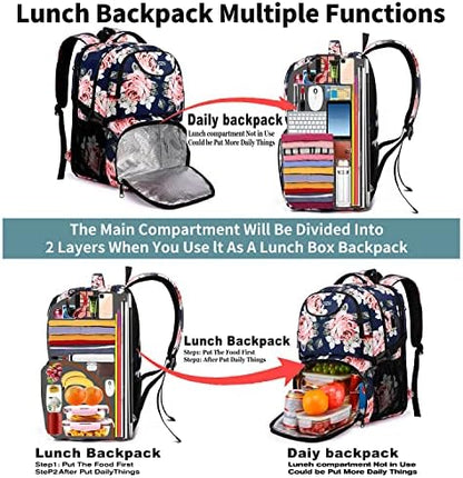 HILUSEN Travel Laptop Backpack for Men,Water Resistant Lunch Backpack Work Backpack with USB Charging Port