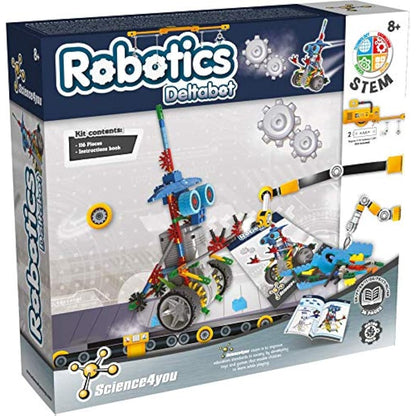 Science4you Robotics Deltabot - Robot Building Toy for Kids Age 8-14, Kit with 117 pieces to Build Your Own Robot and Make it Move, Science Kit and STEM Toy for Kids 8+ years old