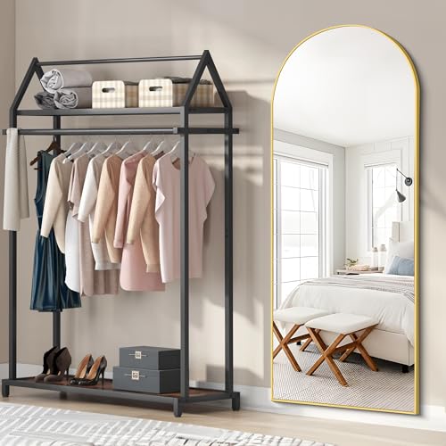 COFENY Arch Full Length Mirror, 165 x 60 cm Gold Full Mirror with Aluminum Frame Standing Leaning or Hanging for Bedroom Living Room Entryway