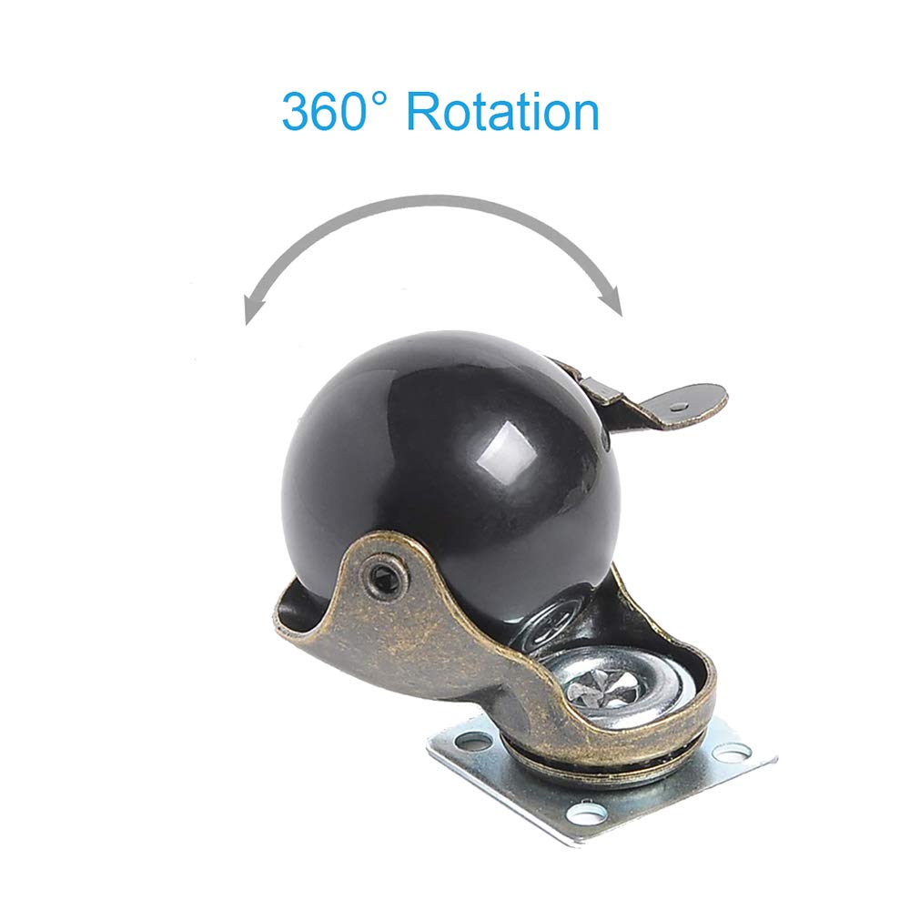 4 Pack, Youngine Antique Ball Caster Wheels Ball Swivel Plate Caster with 360°Rotation for Furniture Ottoman Sofa Cabinets Wheelchairs (1.5 inch)