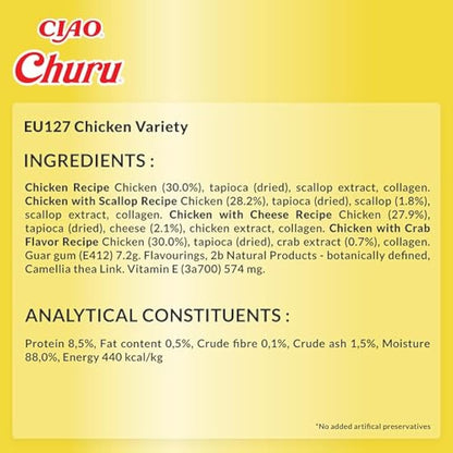 Churu by INABA Cat Treat - Chicken Variety Box - 1 Pack (20 x 14g total) / Soft & Creamy Cat Treat, Delicious & Healthy Snack, Purée Food Topper, Natural, Grain Free