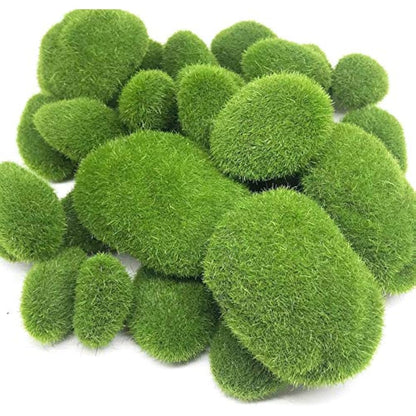 Woohome 30 PCS 3 Size Artificial Moss Rocks Decorative, Green Moss Balls, Fake Moss Decor for Floral Arrangements, Fairy Gardens and Crafting