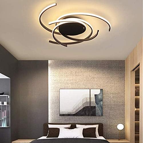 Modern LED Dimmable Ceiling Light with Remote Control Kitchen Island Lamp Dining Table Creative Spiral Flower Shape Design Metal Acrylic Ceiling Chandelier Lighting for Living Room Bedroo...