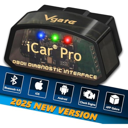 Vgate iCar Pro Bluetooth 4.0 OBD2 Code Reader OBDII Fault Diagnostic Tool Compatible Car Adapter Check Engine Light for iOS, iPhone, Android and Windows