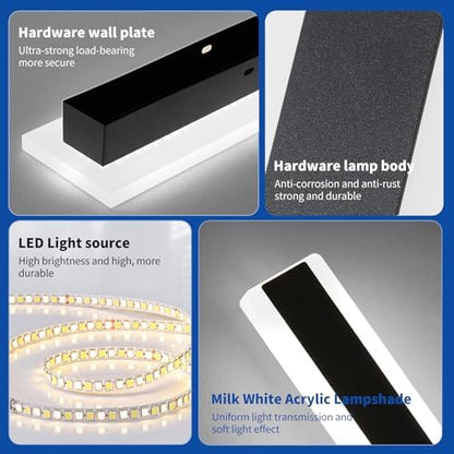 Mikeru 80cm Outdoor Wall Light, Modern 2 Pack 6500k Cool White LED Acrylic Long Wall Light, IP65 Waterproof Aluminium Fixture for Garden, Patio, Garage, Villa