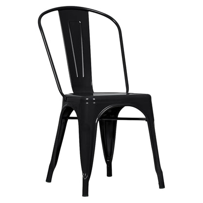 BrackenStyle Set of 4 Tolix Style Retro Bistro Chair, Black