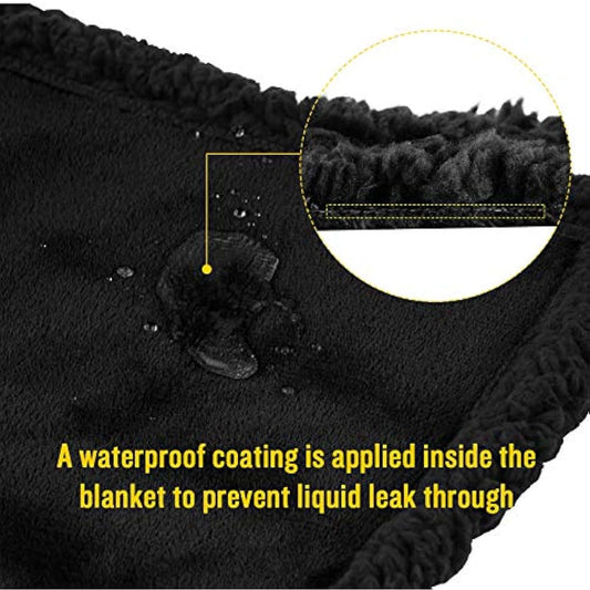 luciphia Waterproof Pet Blanket, Fluffy, Double Layer, Compact, Dog Blanket, Cat Puppy, Black, XL (145 x 216 cm)
