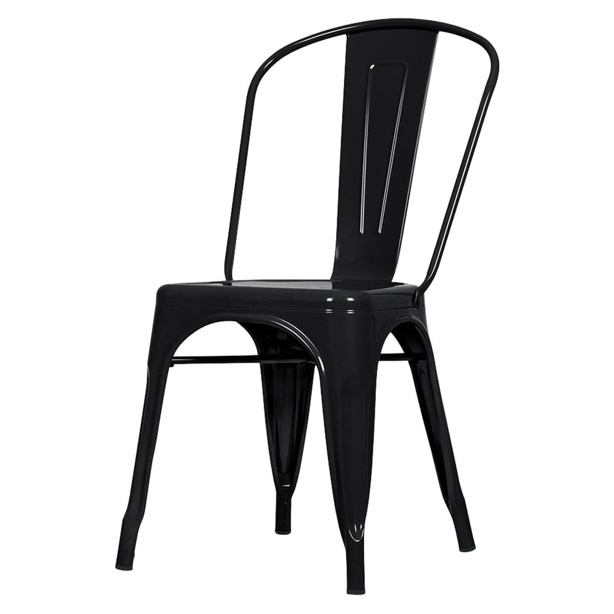 BrackenStyle Set of 4 Tolix Style Retro Bistro Chair, Black