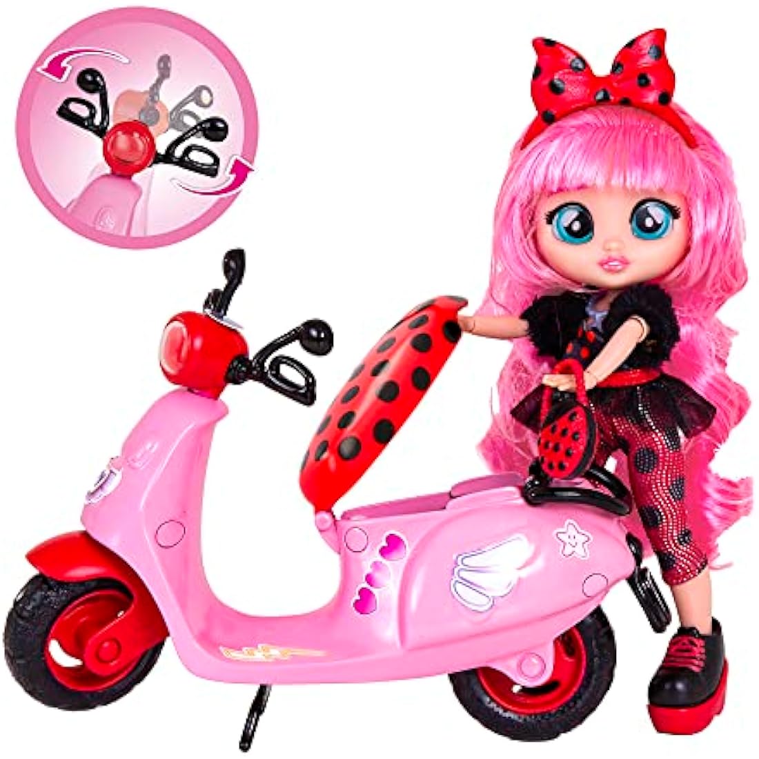 Cry Babies BFF by Lady Playset Dolls Bambola BFF Lady Ha Il SUO Scooter, 10 Accessories, Giocattolo Bambine and Bambini +3 Anni