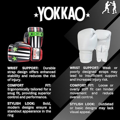 YOKKAO Design Breathable Muay Thai Boxing Glove | Premium Leather Training and Sparring Gloves for Men and Women | Winning Boxing Gloves | Punching Gloves