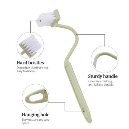 3Pcs Toilet Brushes Small Curved, Plastic Toilet Cleaning Brush, Rim Cleaner, Under Rim Toilet Scrubber with Transparent Adhesive Hooks for Bathroom