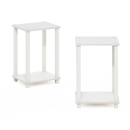 Furinno Simplistic Side Tables Set of 2, 2-Tier Small End Tables with Open Shelf, Easy Assembly Toolless Night Stands, Nightstand, for Living Room