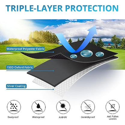 Velway Barbecue Cover Waterproof Grill Cover - Heavy Duty 210D Oxford Fabric Outdoor BBQ Cover UV protection Dust-Proof Windproof Weatherproof Durable with Storage Bag Black 117x66x117cm