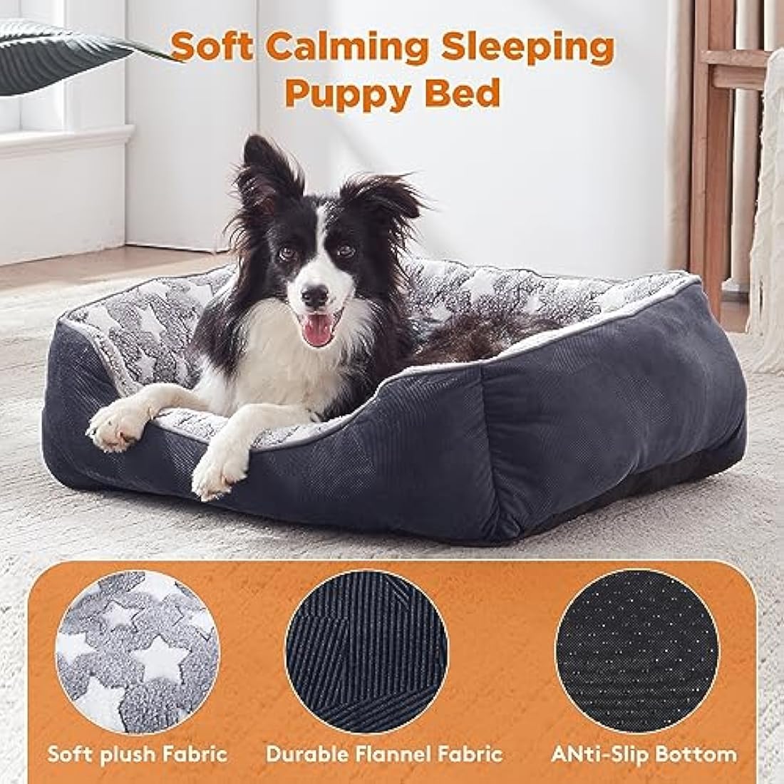 MIXJOY Extra Large Dog Bed(107x76cm), Super Soft Cosy Rectangle Dog Beds, Grey Washable Pet Bed, Good for Golden Retriever, Labrador，German Shepherd，Samoye，Rottweiler