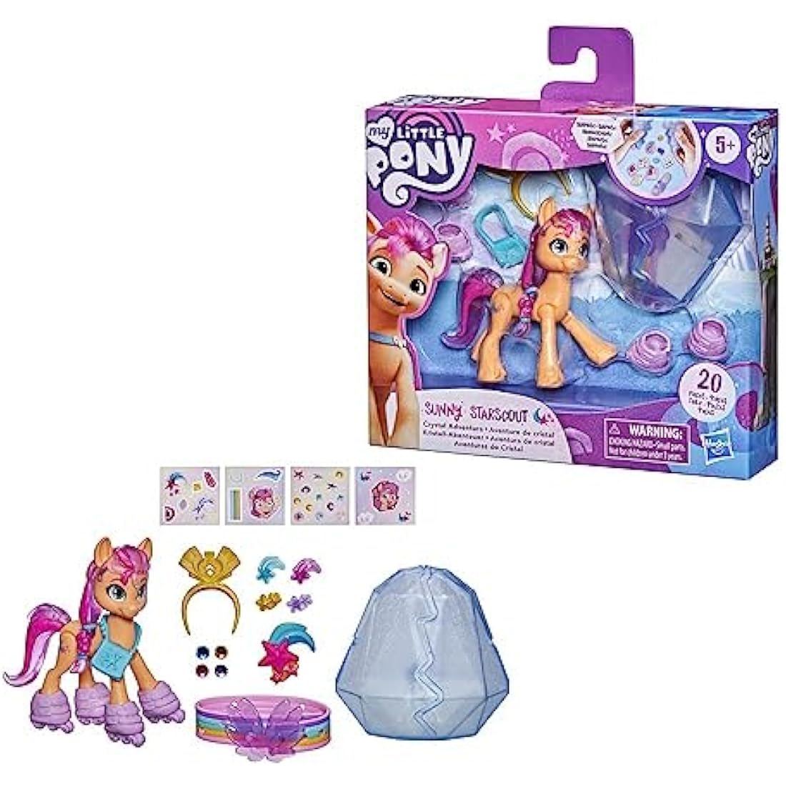 My Little Pony: A New Generation Crystal Adventure Sunny Starscout 7.5cm Orange Pony with Surprise Accessories Bracelet