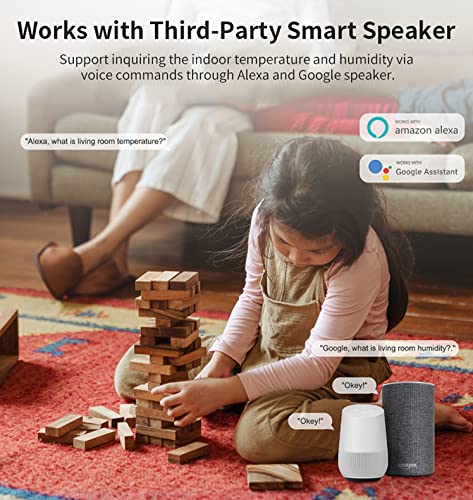 WiFi Hygrometer Thermometer Sensor: Smart Temperature Humidity Monitor, with Remote Monitor and TUYA APP Notification Alert, High Precision Indoor
